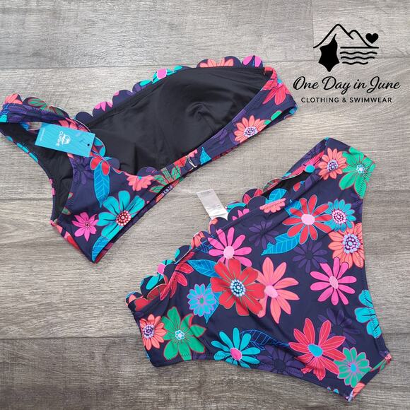 Cupshe One Shoulder Scallop Edge Bikini Swimsuit Size L - Picture 6 of 6